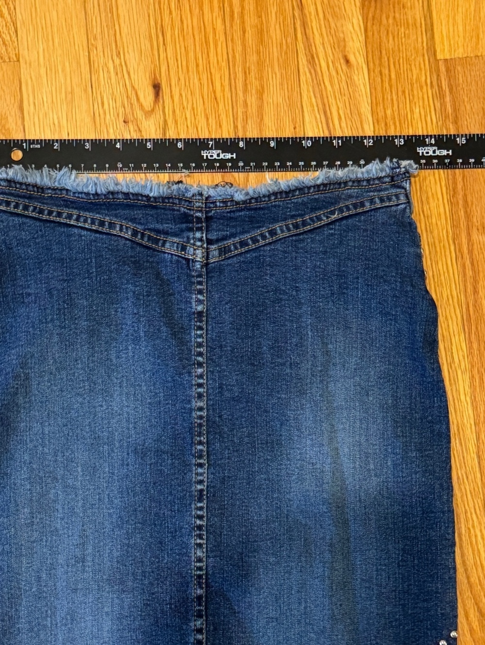 Maria Morena Y2K Studded Denim Skirt Raw Hem Made in US - Picture 6 of 7